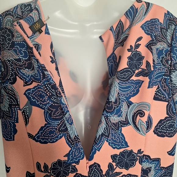 I Le New York Womens Flare Dress Floral Short Sleeve Scallop Neck Officecore 12 - Picture 9 of 12